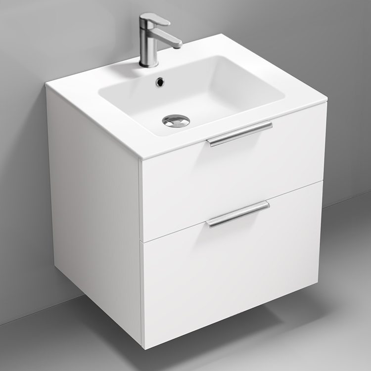 Nameeks IBIZA44 Modern Bathroom Vanity, 24 Inch, Glossy White