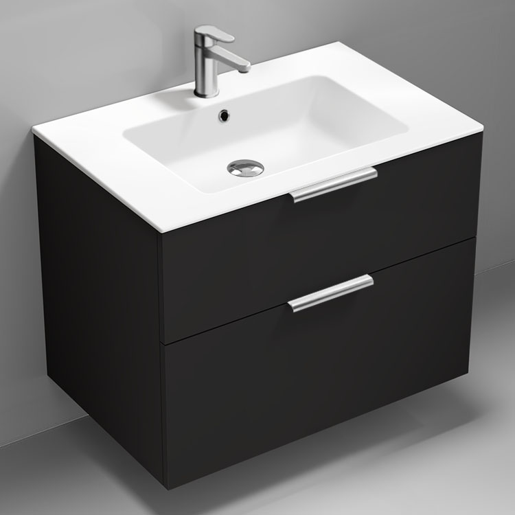 Nameeks IBIZA51 32 Inch Bathroom Vanity, Modern, Floating, Matte Black