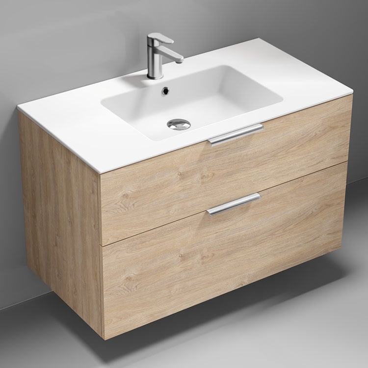 Nameeks IBIZA57 40 Inch Bathroom Vanity, Modern, Brown Oak