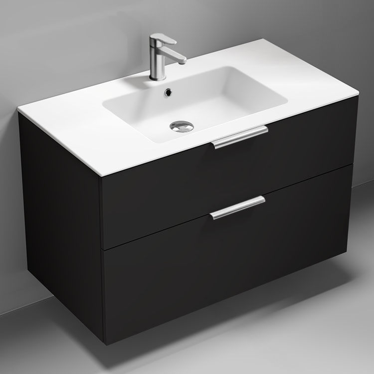 Nameeks IBIZA59 40 Inch Bathroom Vanity, Modern, Matte Black