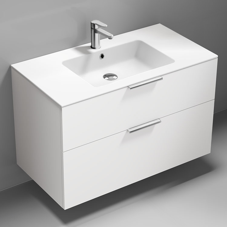 Nameeks IBIZA60 40 Inch Bathroom Vanity, Modern, Glossy White