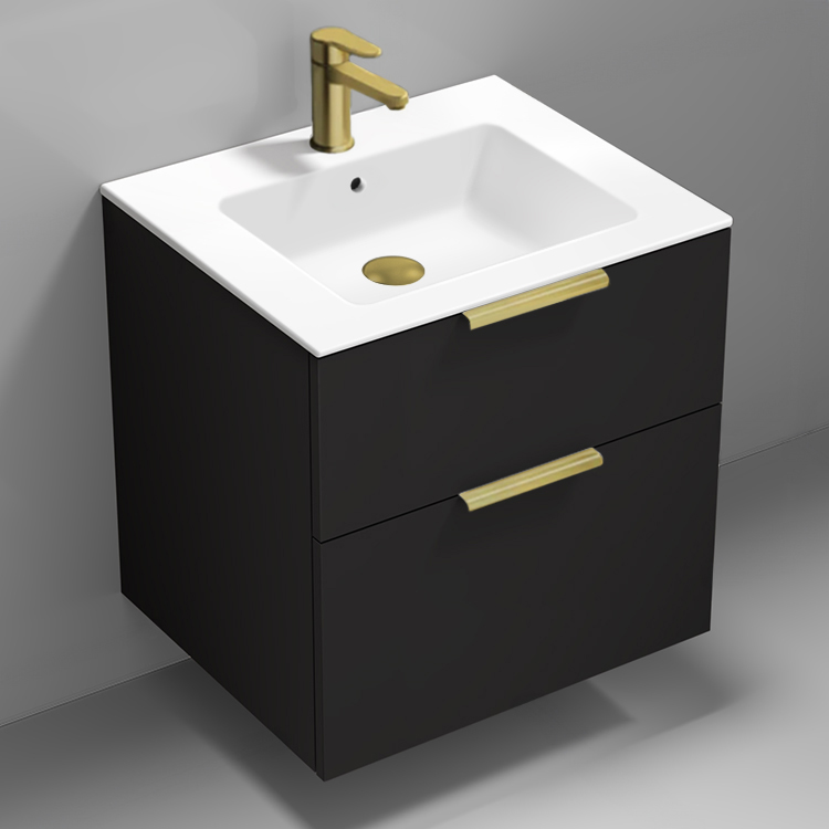 Nameeks IBIZA83 Modern Bathroom Vanity, Small, Floating, 24 Inch, Matte Black