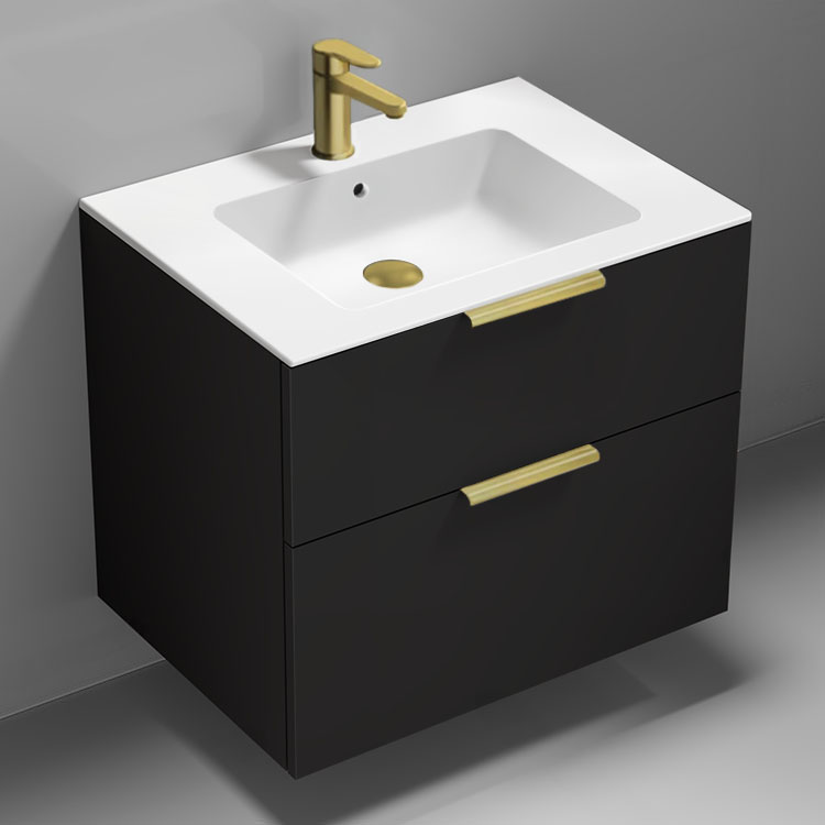 Nameeks IBIZA87 Floating Bathroom Vanity, Modern, 28 Inch, Matte Black