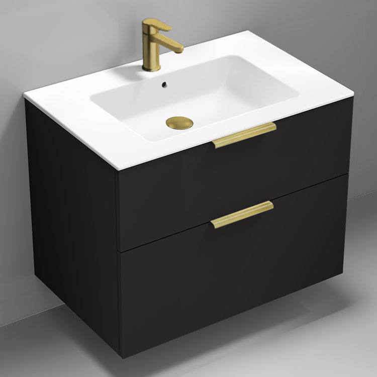 Nameeks IBIZA91 32 Inch Bathroom Vanity, Modern, Wall Mounted, Matte Black