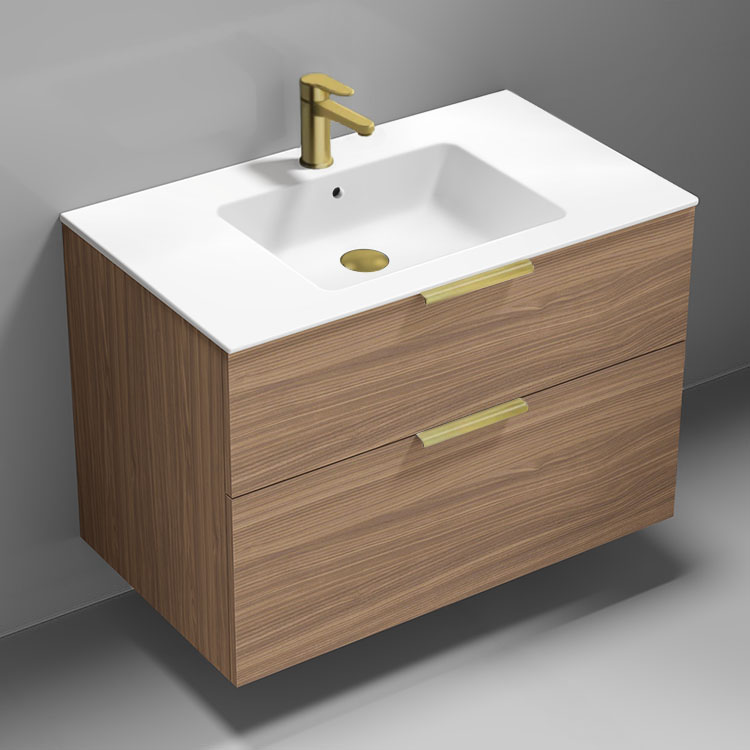 Nameeks IBIZA94 36 Inch Bathroom Vanity, Modern, Walnut