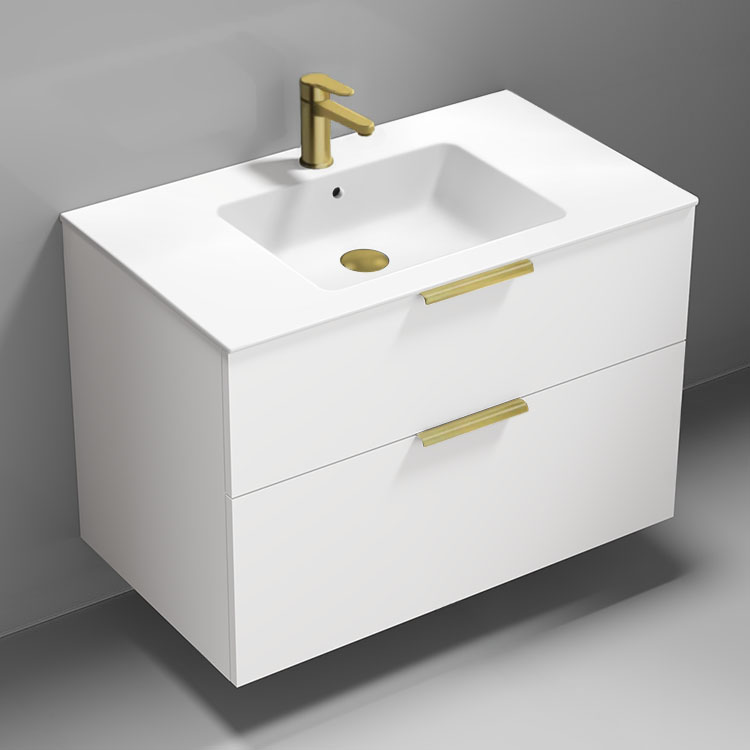 Nameeks IBIZA96 36 Inch Bathroom Vanity, Modern, Glossy White