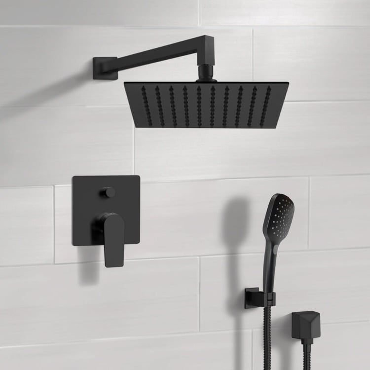 Black Shower System with Handheld, Orsino Remer SFH55 by Nameeks