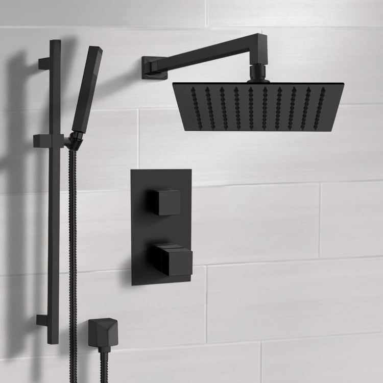 Remer SFR47 By Nameek's Galiano Matte Black Thermostatic Shower Set ...