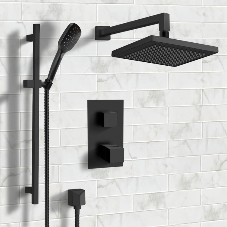 Remer SFR55 By Nameek's Galiano Matte Black Thermostatic Shower System ...