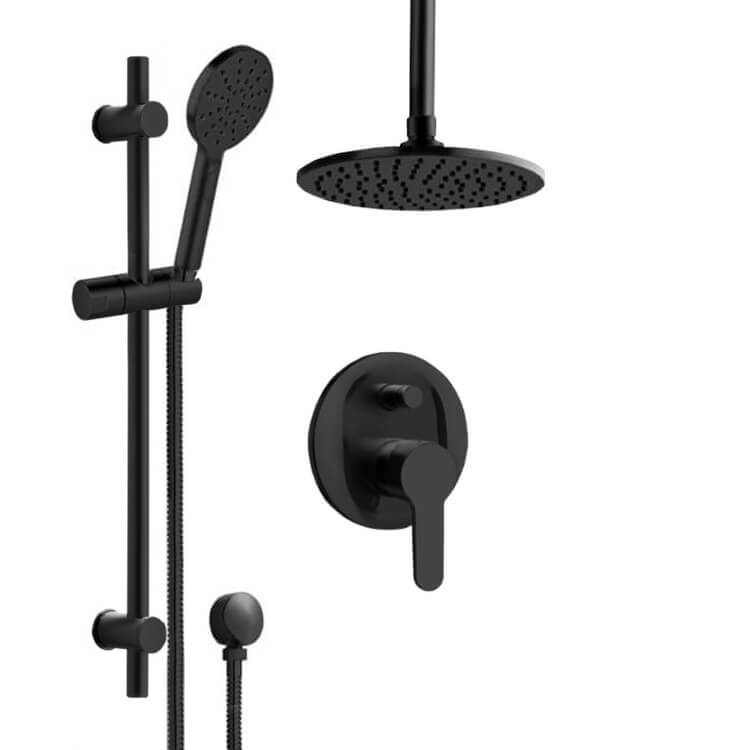 Remer SFR59 By Nameek's Rendino Matte Black Ceiling Shower Set with 8 ...