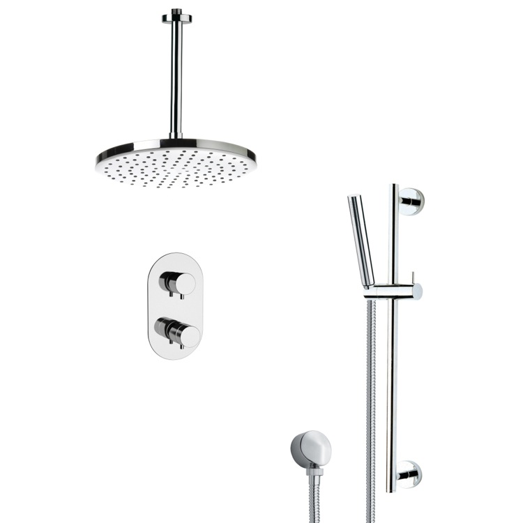 Remer SFR08 By Nameek's Rendino Chrome Thermostatic Shower System with 8  Rain Shower Head and Hand Shower - TheBathOutlet