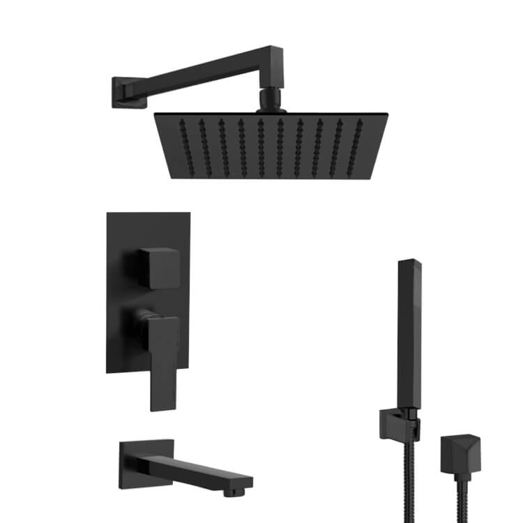 Remer TSH35 By Nameek's Tyga Matte Black Tub and Shower Set with Rain ...