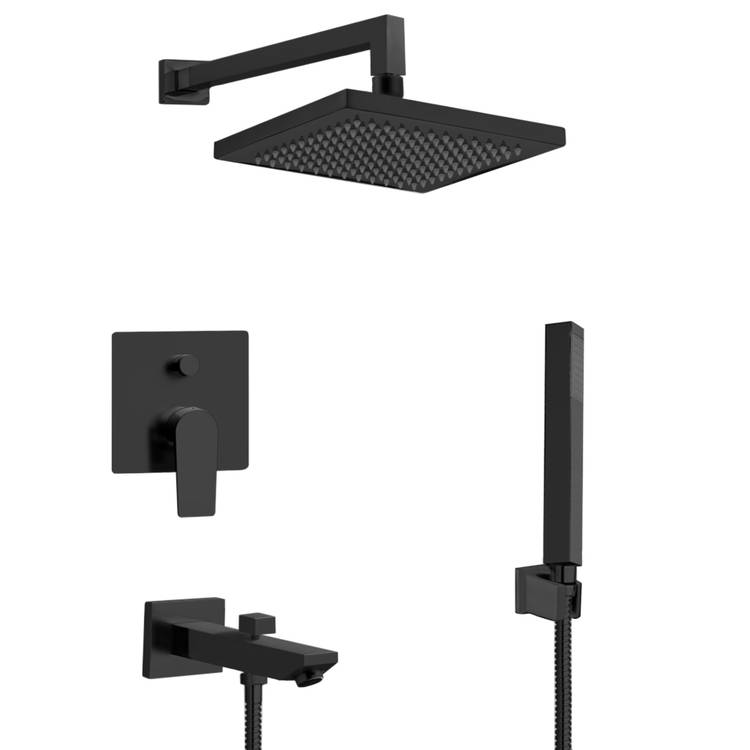 Remer TSH41 By Nameek's Tyga Matte Black Tub and Shower Set with 8 ...