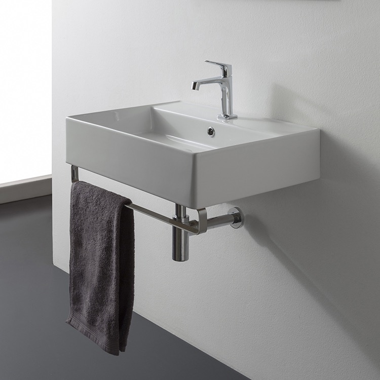 ZERO Double washbasin with towel rail By CERAMICA CATALANO