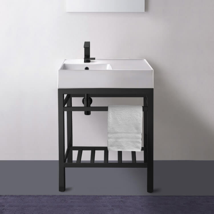 Scarabeo 5114-CON2-BLK By Nameek's Teorema 2 Modern Ceramic Console ...