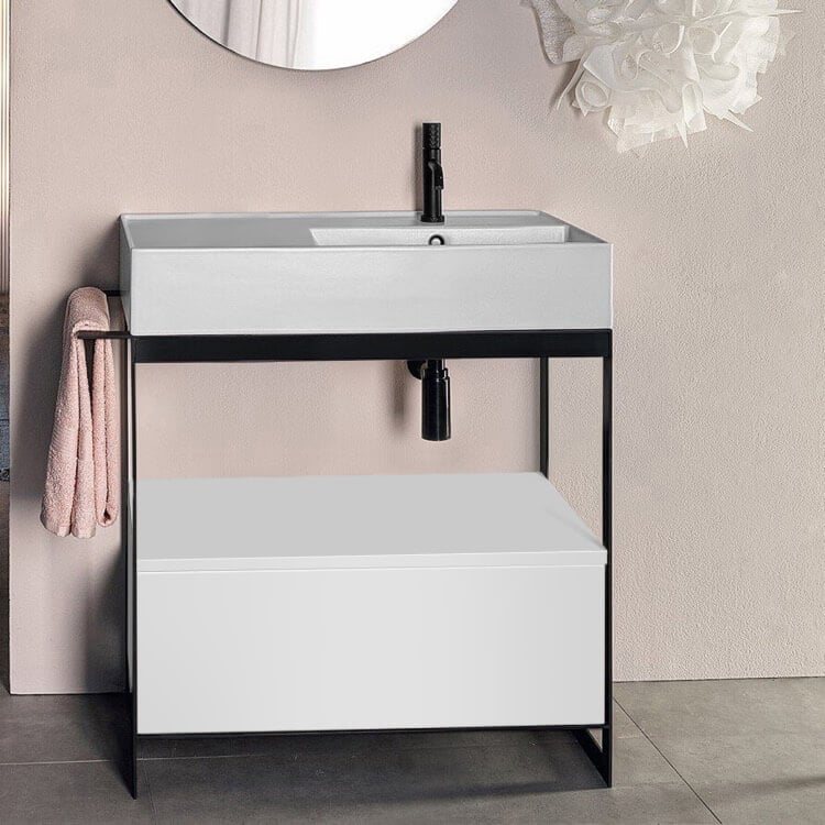 Scarabeo 5118-sol1-01 By Nameek's Solid Powder Room Console Vanity With 