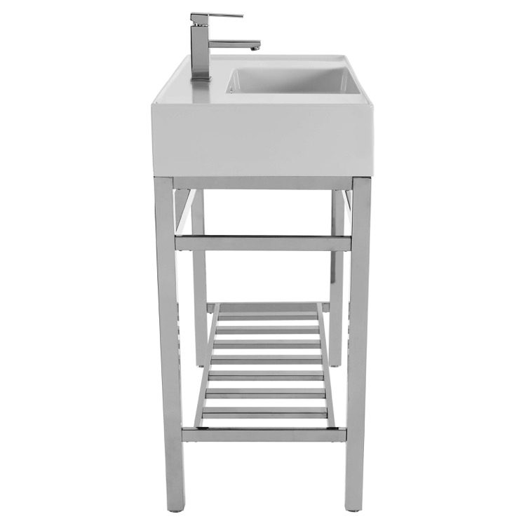 Modern Console Sink Bathoom Vanity, 32, Metal Stand, Teorema 2 Scarabeo 5123-CON2 by Nameeks