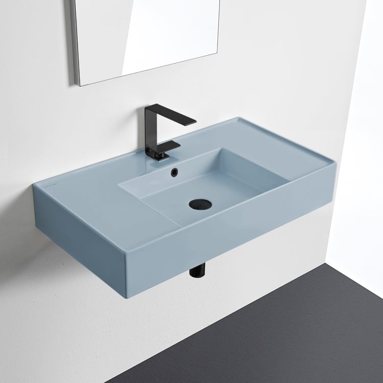 Scarabeo 5123-57 Light Blue Bathroom Sink, Ceramic