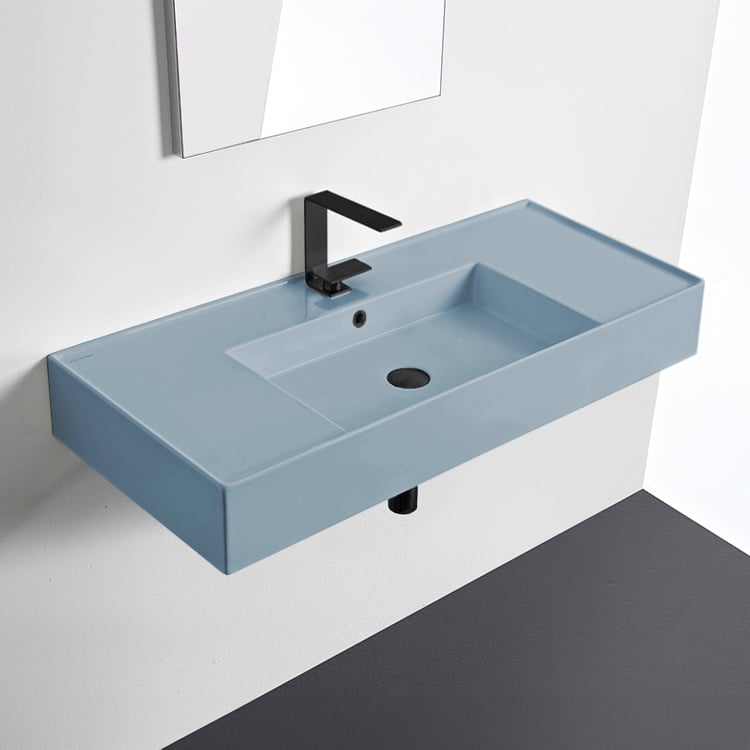 Scarabeo 5124-57 Light Blue Bathroom Sink, Ceramic