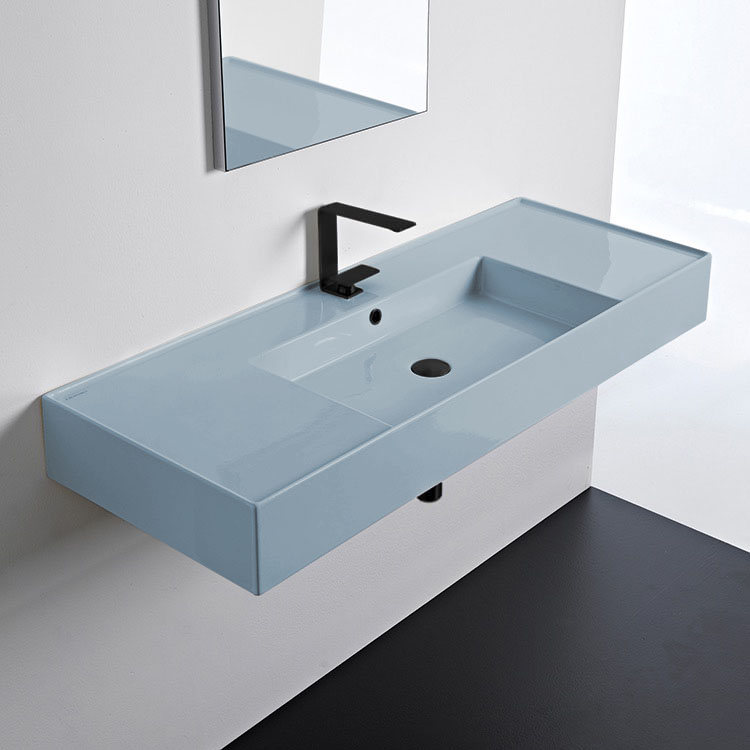 Scarabeo 5125-57 Light Blue Bathroom Sink, Ceramic