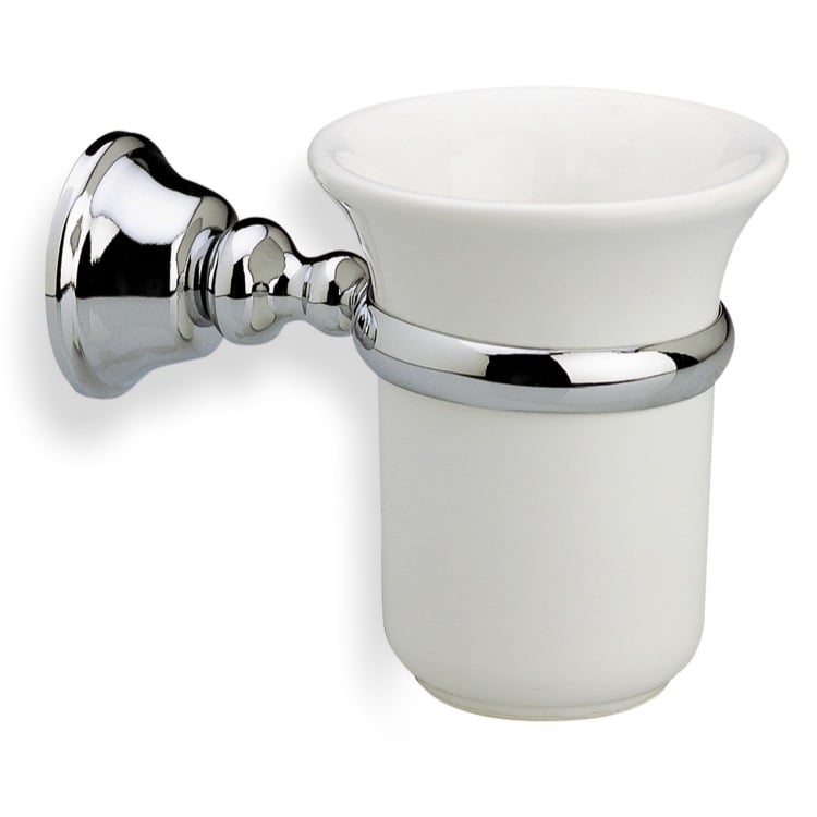 Napie 53012_53020.09_53021.09 by WS Bath Collections, Wall Mounted Ceramic Soap  Dish and Toothbrush Holder Set with Polished Chrome Holder